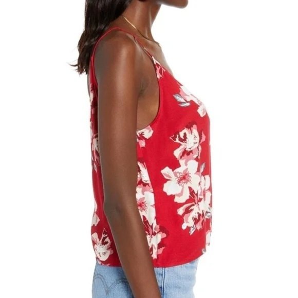 LEITH Red Floral Side Drape Wrap Camisole - Large - NWT - Picture 2 of 4